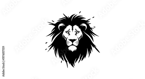 Majestic Lion Head with Wild Mane Vector Illustration.