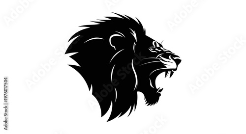 Roaring lion head silhouette, a powerful and majestic symbol of strength and courage.