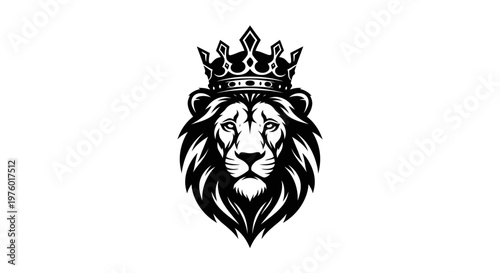 Majestic Lion King with Crown Vector Illustration.