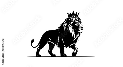 Majestic Lion King with Crown Walking Proudly.