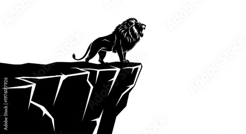 Majestic Lion Standing Proudly on a Cliff Edge.