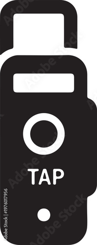 Black USB Flash Drive with Circular Tap Button and Data Port Minimalist Design