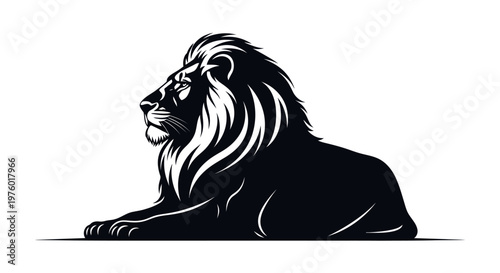 Majestic Lion Silhouette Resting Calmly.