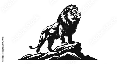 Majestic Lion Standing Proudly on a Rock.