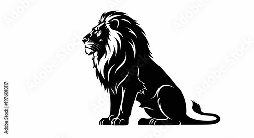 Majestic Lion Silhouette Sitting Proudly.