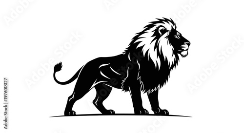 Tableau sur toile Majestic Lion Silhouette Standing Proudly, a Symbol of Strength and Royalty