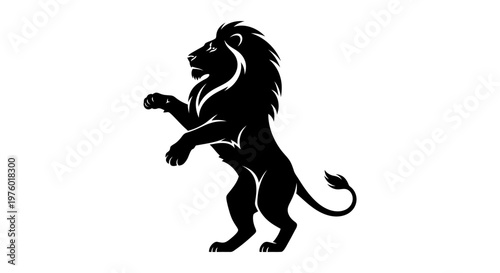 Majestic Lion Silhouette Standing Proudly on Hind Legs.