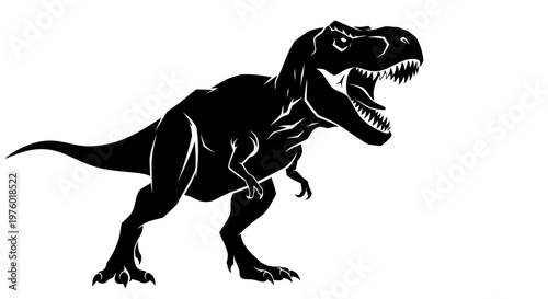 Powerful Tyrannosaurus Rex Silhouette Roaring Prehistoric Predator.