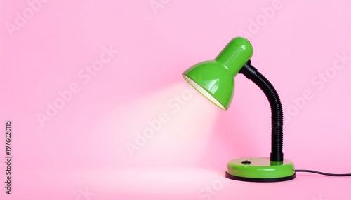 Wallpaper Mural Green Desk Lamp Adjustable Arm Round Base Pink Background Minimalist Modern Lighting Visuals Torontodigital.ca