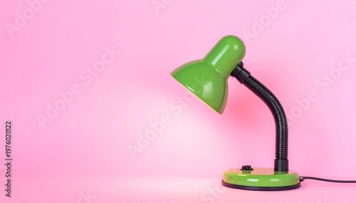 Wallpaper Mural Green Desk Lamp Adjustable Arm Round Base Pink Background Minimalist Modern Lighting Visuals Torontodigital.ca