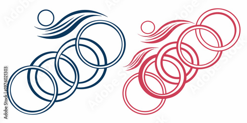 Stylized bicycle wheel graphics with red blue wheel rim transport abstract competition decoration downhill entertainment illustration metallic movement outdoors