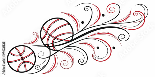 Basketball swirl graphic design with basketball abstract bouncing competition decoration entertainment freestyle illustration movement ornament template tournament