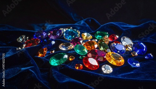 Wallpaper Mural Collection of Colorful Gemstones on Burgundy Velvet Fabric Sparkling Faceted Cuts Luxurious Visuals Torontodigital.ca