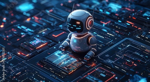 AI automation robot using futuristic data dashboard cyber technology photo