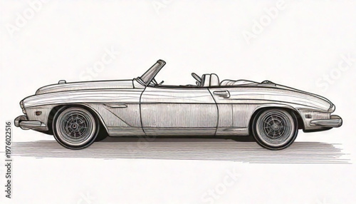 Vintage Convertible Sports Car Side.