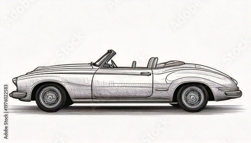 Vintage Convertible Sports Car Side.
