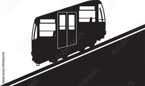 Monochrome bus, vector silhouette, road transport, black and white illustration