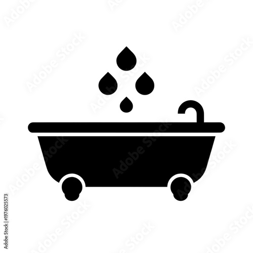 Bathtub with Water Drops Vector Icon