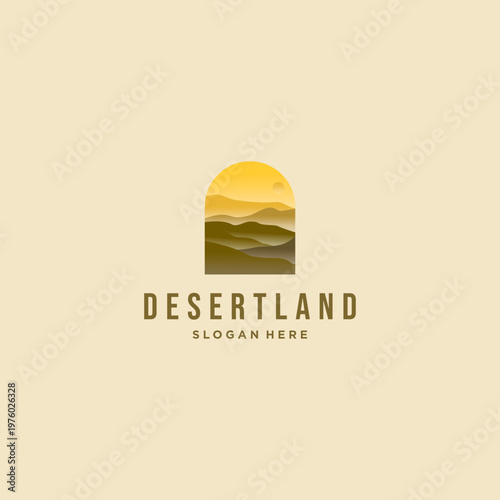 This minimalist desert logo reflects serenity, adventure, and the timeless beauty of nature.