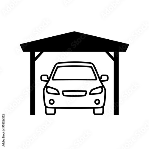 Car in Garage Line Icon