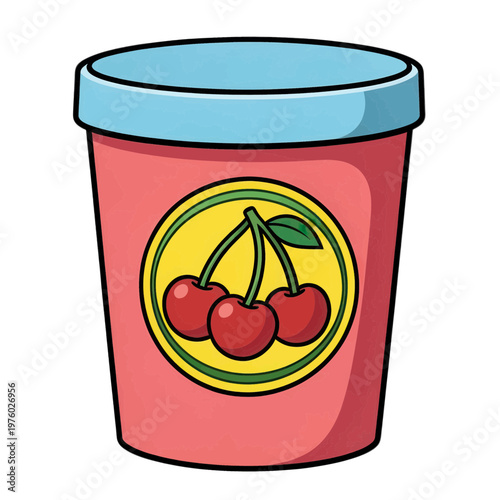 Cherry Label Vector Icon with Red Design