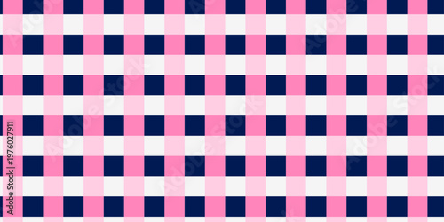 Gingham geometric seamless checkered square pattern. Fabric art overlapping stripes design. Vector plaid tablecloth textile cotton fabric or blanket design.	