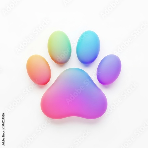 A colorful paw print on a white background