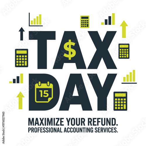 Abstract financial accounting graphic symbolizing the annual tax season deadline, highlighting professional services for maximizing refunds and fiscal success