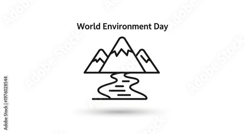 World environment day eco friendly mountain landscape with river and minimalist design for sustainable living awareness
