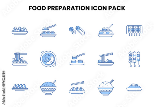Food Preparation Two Color Blue Graphics Icons Pack