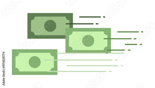 Money Transfer Illustration for Fast Online Payment of Cash Exchange. Withdrawal Symbol for Cash Flow Banking Transaction, Send or Receive Loan, Mobile Financial Earning Isolated Vector