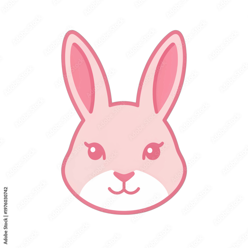 Obraz premium Pink Bunny Vector Icon with Cute Face
