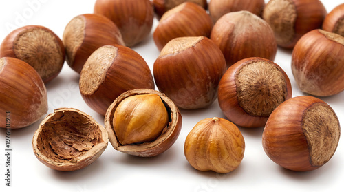 Cracking open hazelnuts kitchen counter food photography culinary environment close-up view nutricious snack concept