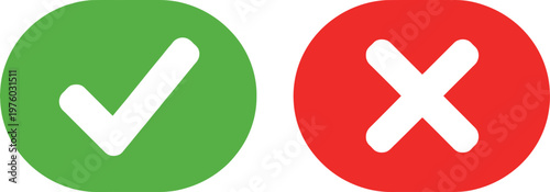 A vibrant illustration depicting a green checkmark and a red cross symbol representing positive and negative confirmation