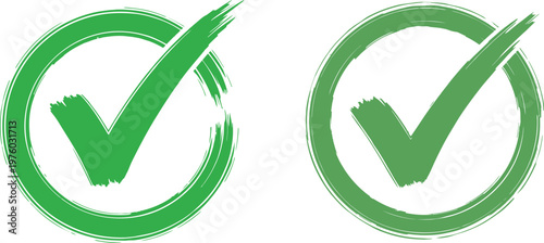 Two vibrant green check mark icons illustrating completion approval or positive confirmation in a simple design