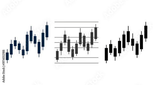 Financial Market Analysis and Candlestick Trading Chart Icon Set for Stock Exchange and Forex Investment
