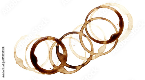 Artistic coffee stain patterns abstract design visual art minimalist environment top-down view creative concept for imaginative designs