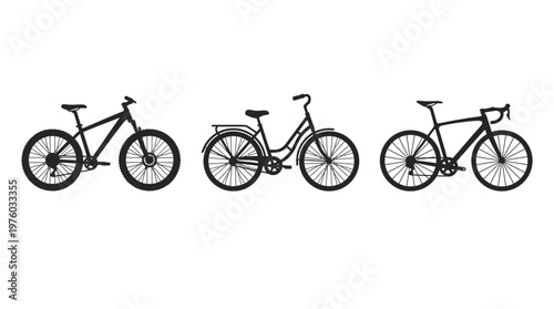 Three bicycles in a row profile.