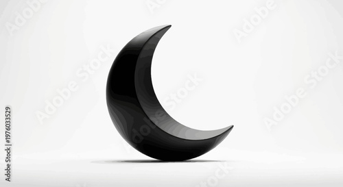 Black crescent moon shape on a white background
