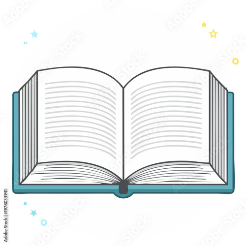 Open book illustration with blank pages ready for text concept of education knowledge or storytelling