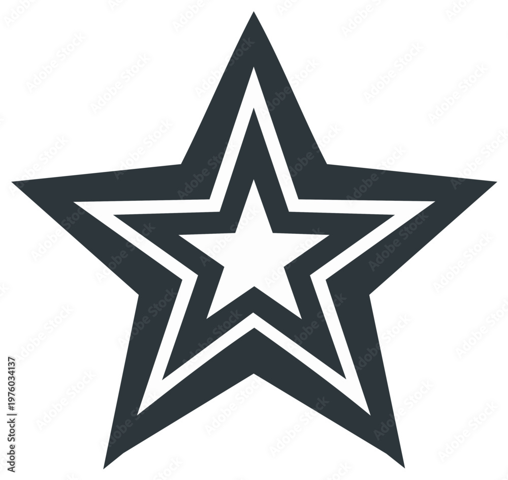 Obraz premium Concentric five pointed star icon with multiple outlines graphic element design