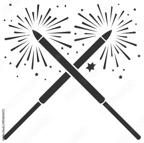 Crossed sparklers with starbursts and stars