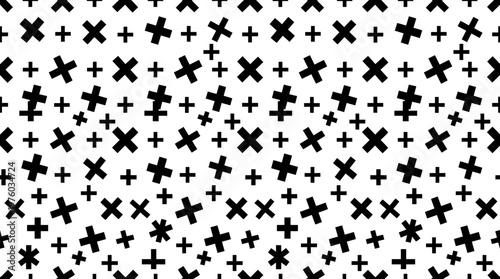 Black and white plus and cross symbols.