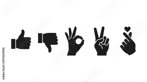 Hand gestures signs and symbols.