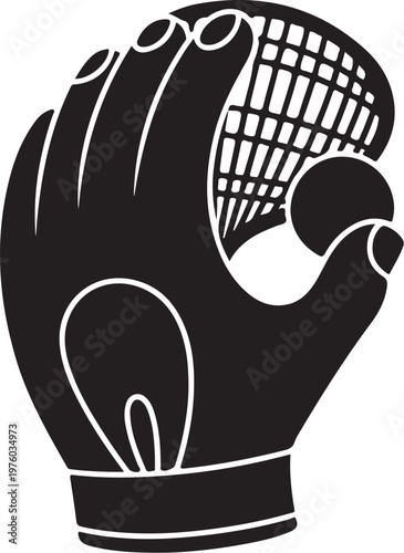 Black golf glove, vector golfing glove, sports equipment, athletic handwear, golfing accessory