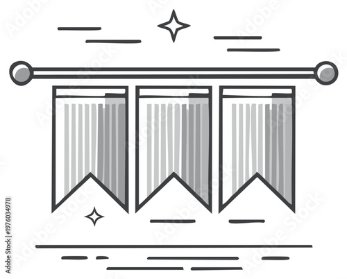 Festive Celebration Garland with Pennant Flags and Shimmering Sparkles Event Decoration Vector Illustration