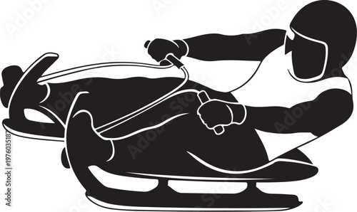 Bobsled, Winter Sports, Sledding, Vector Illustration, Black Silhouette