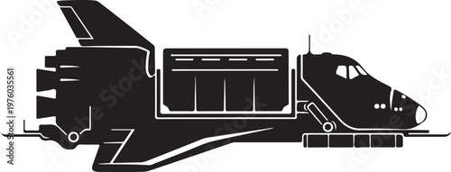 Space Shuttle, Spacecraft, Rocket Ship, Black Vector Illustration