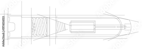 Fuel Injector Sketch Illustration – Automotive Engine Injector Technical Drawing