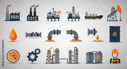 Oil and Gas Industry Icons - A Comprehensive Vector Set.